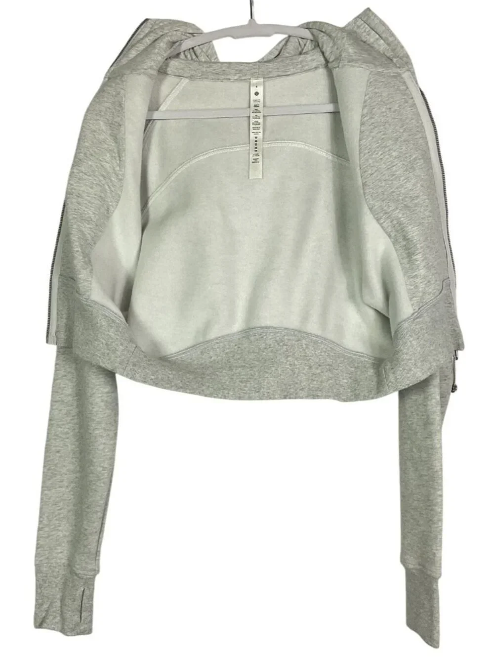 lululemon Scuba Full Zip Cropped Hoodie Heathered Core Ultra Light Grey Size 8